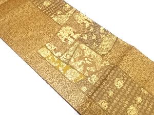 縞に七宝・龍丸文様織り出し袋帯